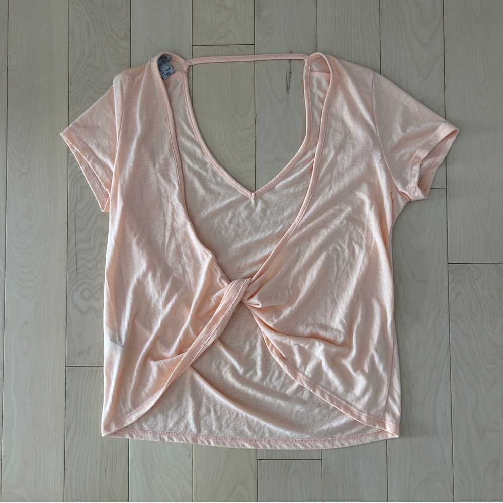 Forever 21 Peach Twist Front Low Cut Tshirt